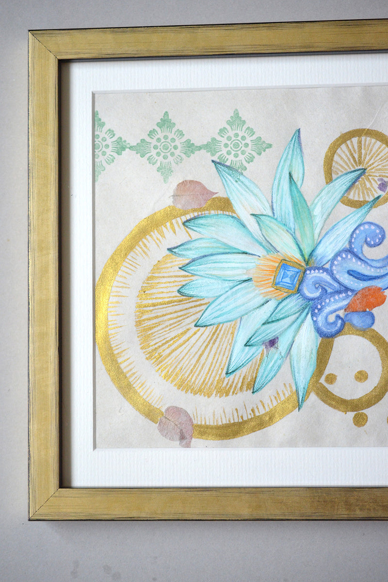 MYSTICAL WATER Bali -  Water lilies mixed media original art
