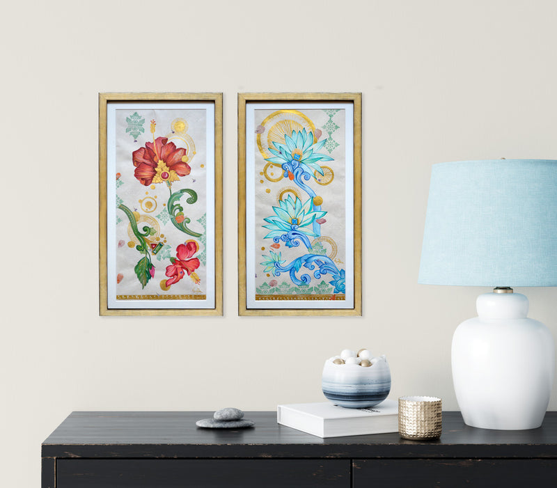 MYSTICAL WATER Bali -  Water lilies mixed media original art