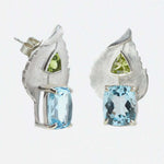 BANYU Leaf Earrings with Cushion Cut Gemstones - Victoria von Stein Design