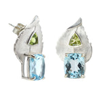 BANYU Leaf Earrings with Cushion Cut Gemstones - Victoria von Stein Design