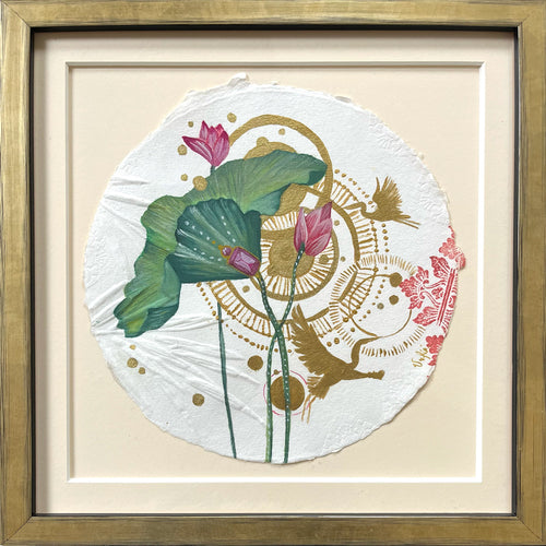 'RESILIENT BEAUTY'- Lotus Leaf mixed media - Victoria von Stein Design