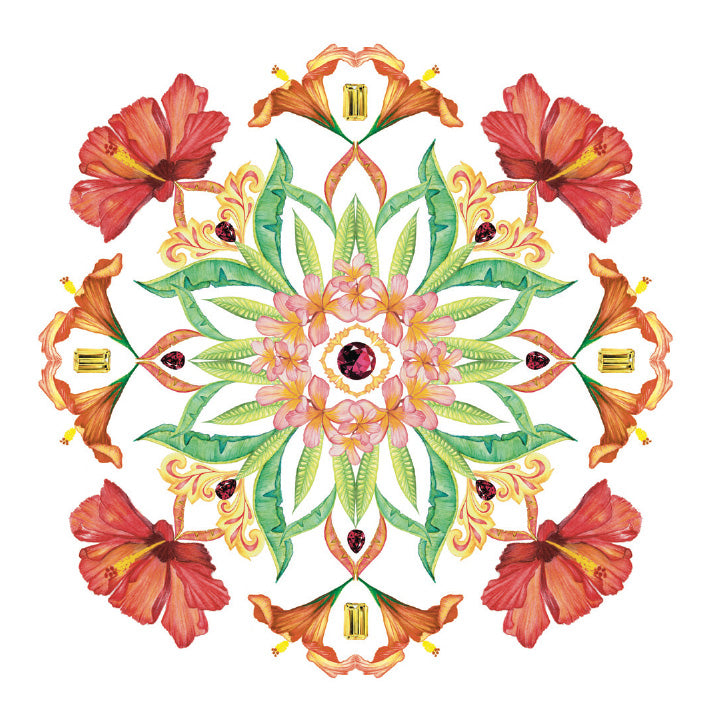 Hibiscus botanical mandala art print