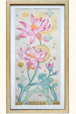 RISE IN RESILIENCE Bali - Lotus mixed media original art - Victoria von Stein Design