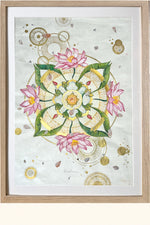 RESILIENCE - Lotus Flowers Botanical Mandala Bali  - Original Artwork - Victoria von Stein Design