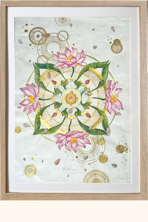 RESILIENCE - Lotus Flowers Botanical Mandala Bali  - Original Artwork - Victoria von Stein Design