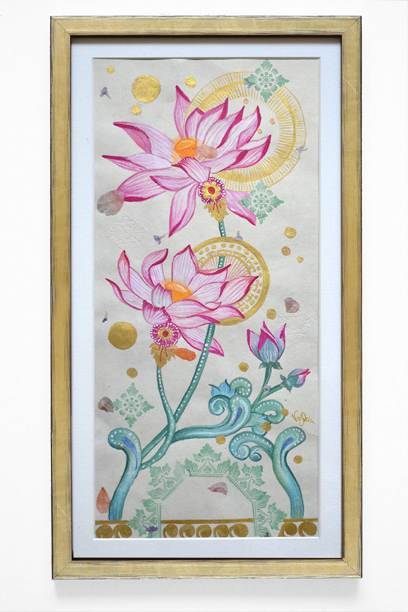 RESILIENCE II Bali - Lotus mixed media original art