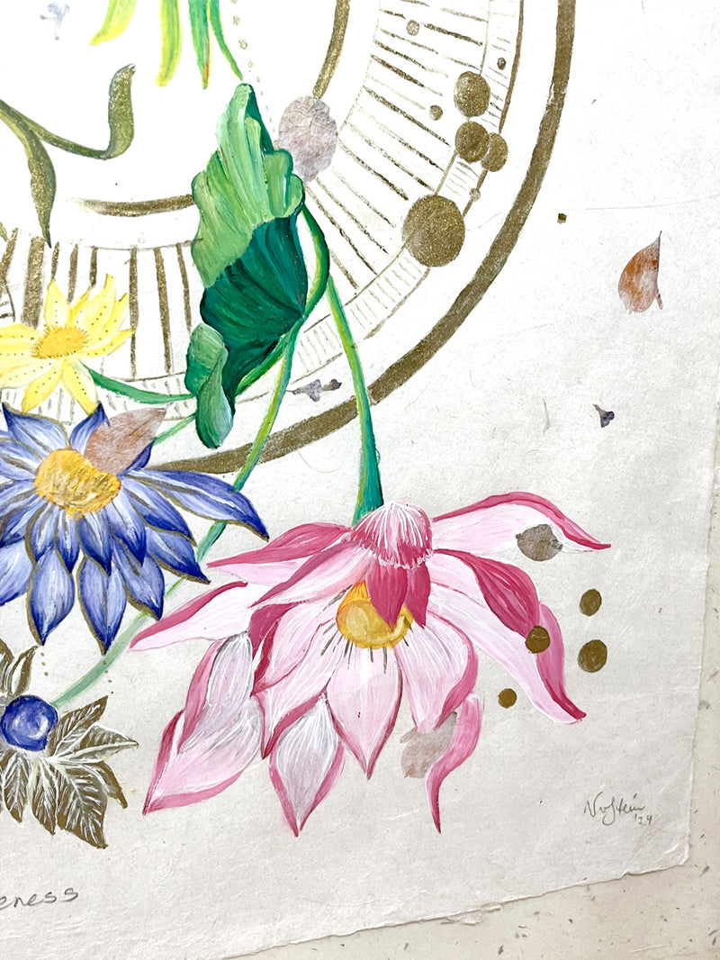 ALIVENESS - Floral Woman Original Art - Victoria von Stein Design