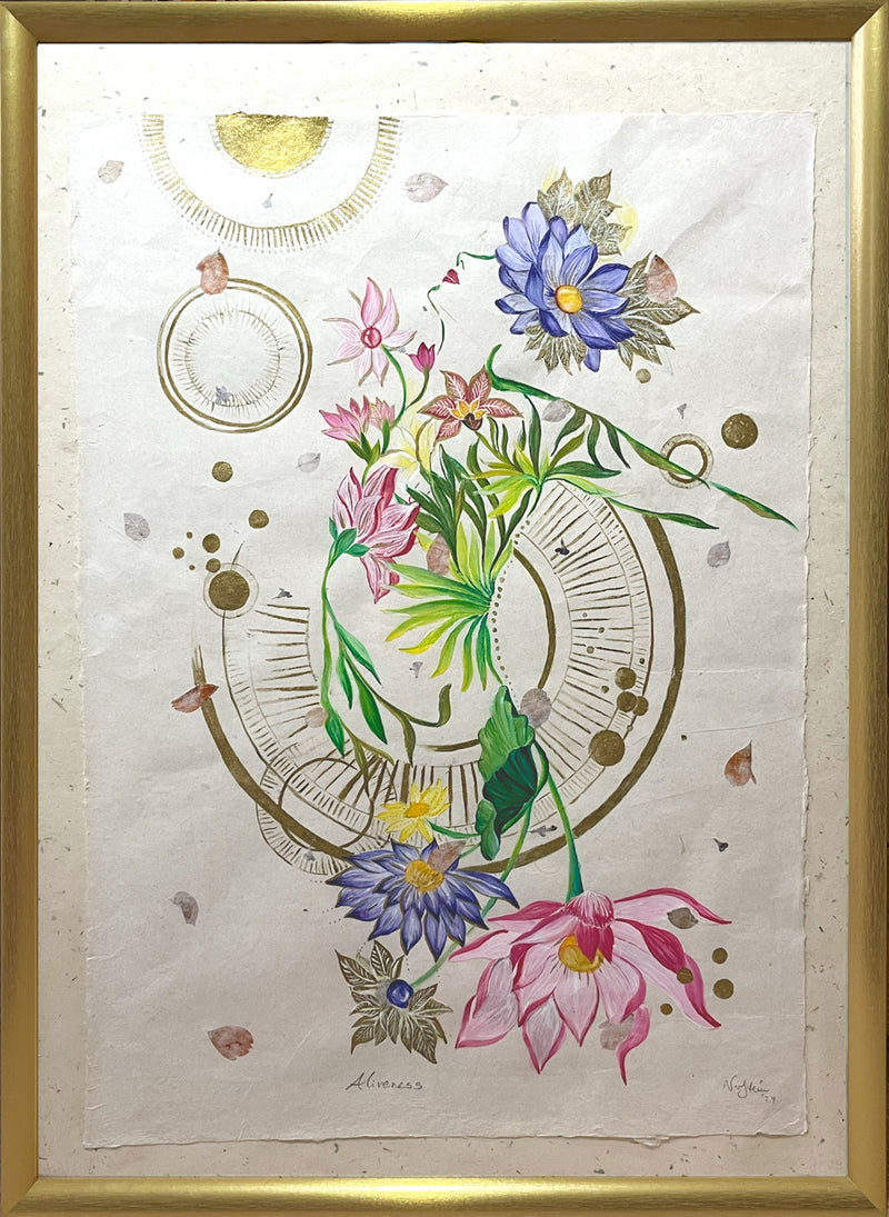 ALIVENESS - Floral Woman Original Art - Victoria von Stein Design