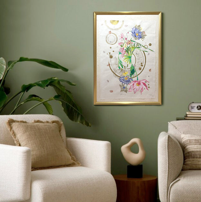 ALIVENESS - Floral Woman Original Art - Victoria von Stein Design