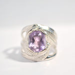CAHYA Handcarved Botanical Cocktail Ring with Cushion Cut Gemstone - Victoria von Stein Design
