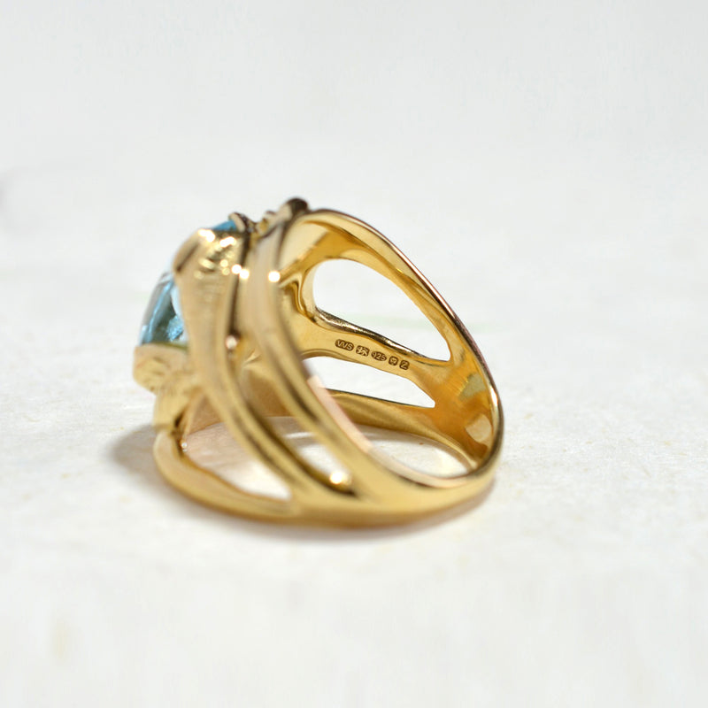 CAHYA Handcarved Botanical Cocktail Ring with Cushion Cut Gemstone - Victoria von Stein Design