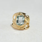 CAHYA Handcarved Botanical Cocktail Ring with Cushion Cut Gemstone - Victoria von Stein Design