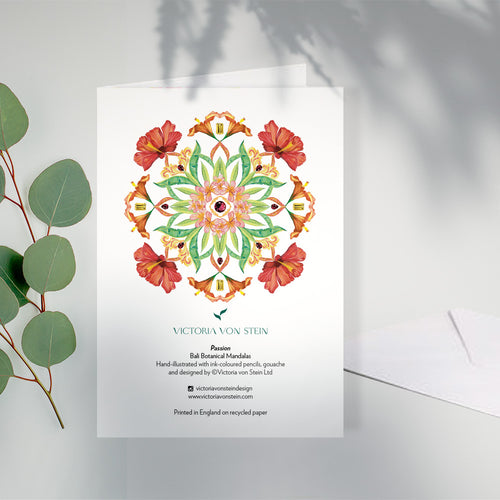 Botanical Mandala A6 Greeting Card Hibiscus - Passion - Victoria von Stein Design
