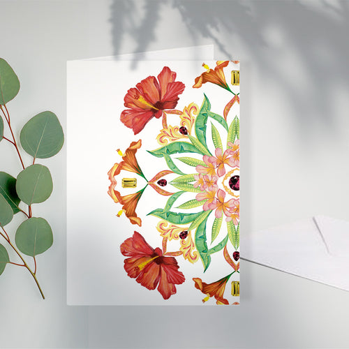 Botanical Mandala A6 Greeting Card Hibiscus - Passion - Victoria von Stein Design