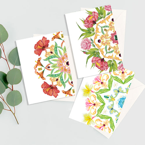 Botanical Mandala A6 Greeting Cards Mix - Passion - Pack of 6 - Victoria von Stein Design