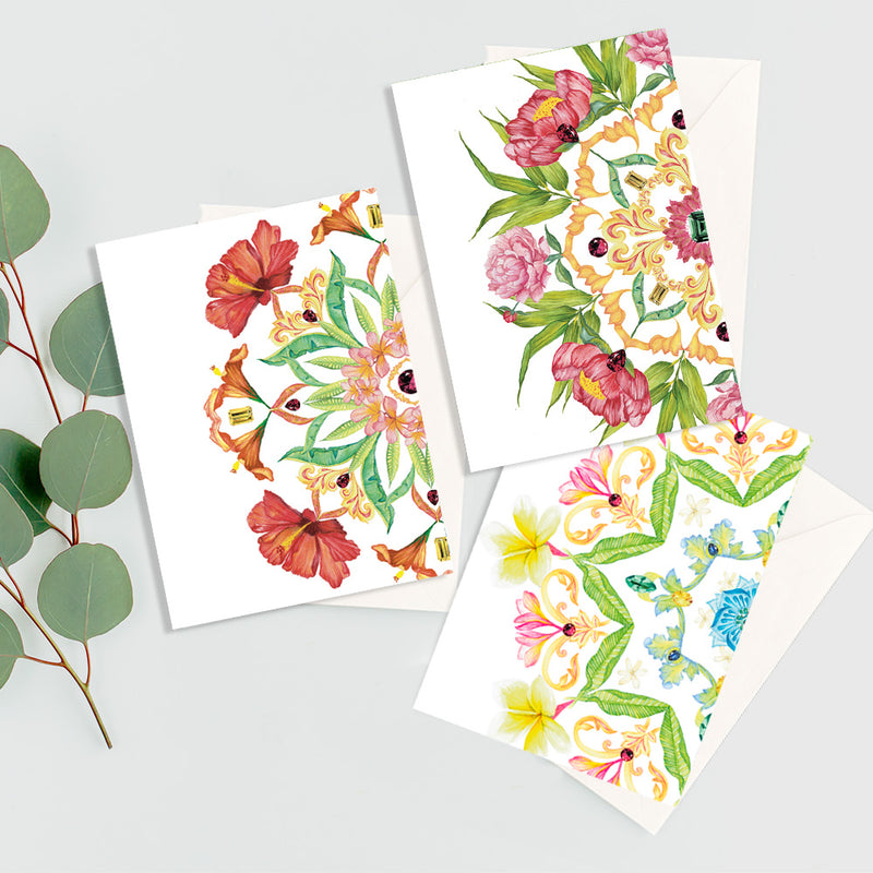 Botanical Mandala A6 Greeting Cards Mix - Passion - Pack of 6 - Victoria von Stein Design