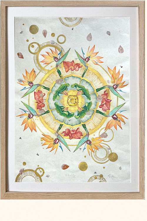 VITALITY - Birds of Paradise Botanical Mandala Bali - Original Artwork - Victoria von Stein Design