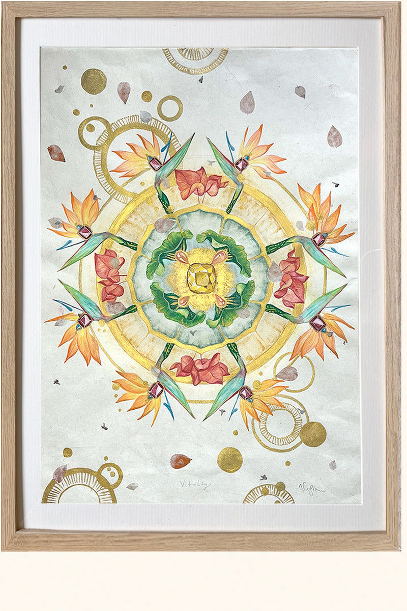VITALITY - Birds of Paradise Botanical Mandala Bali - Original Artwork - Victoria von Stein Design
