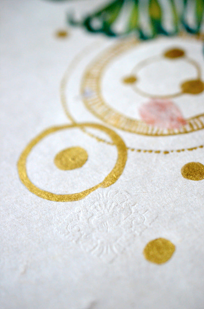 MYSTICAL RADIANCE - Botanical Mandala Bali - mixed-media original art - Victoria von Stein Design