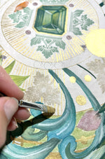 MYSTICAL RADIANCE - Botanical Mandala Bali - mixed-media original art - Victoria von Stein Design