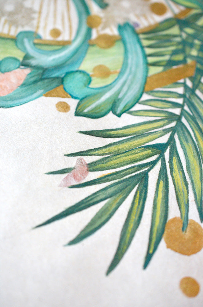 MYSTICAL RADIANCE - Botanical Mandala Bali - mixed-media original art - Victoria von Stein Design
