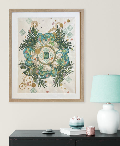 MYSTICAL RADIANCE - Botanical Mandala Bali - mixed-media original art - Victoria von Stein Design