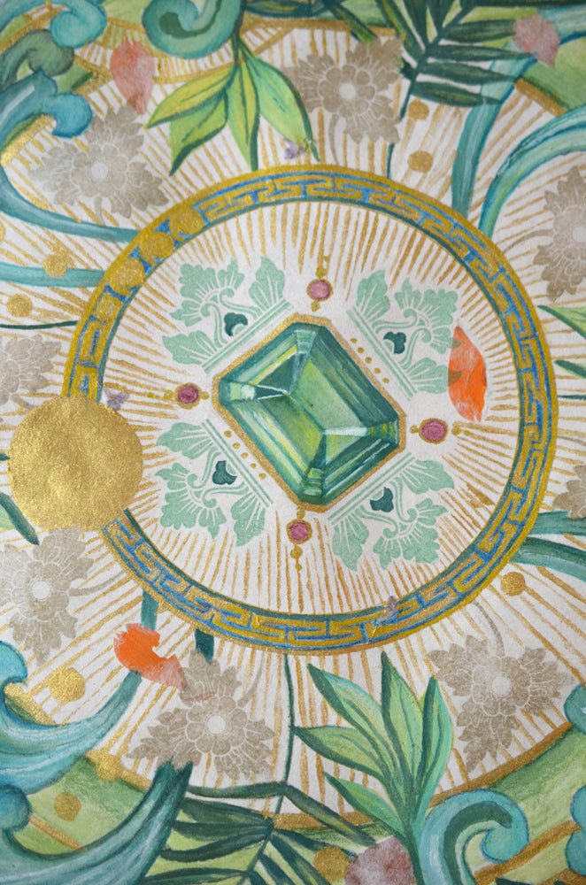 MYSTICAL RADIANCE - Botanical Mandala Bali - mixed-media original art - Victoria von Stein Design