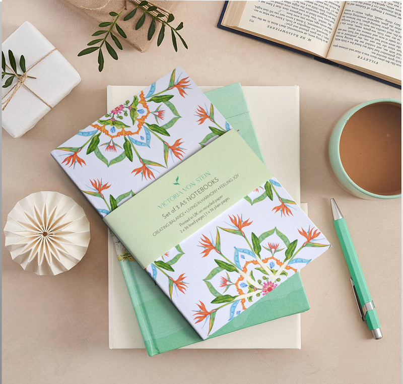 A5 Notebooks - Set of 3 - Exotic Botanical BALI Series - Victoria von Stein Design