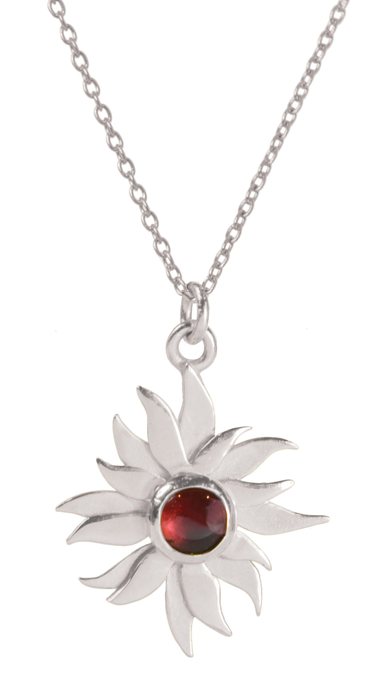 Abahti Sun Silver Pendant with Red Garnet - Victoria von Stein