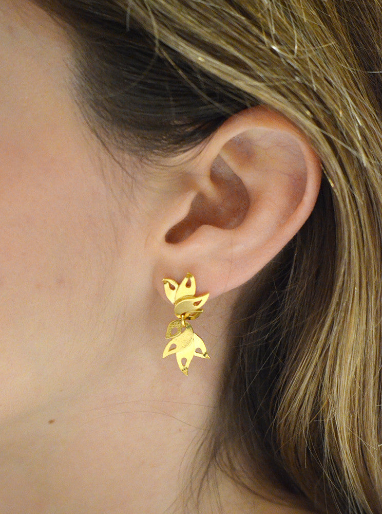 Alappuzha Tropical Leaf Drop Earrings - Victoria von Stein Ltd
