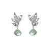 Alappuzha Tropical Leaf Earrings with Green Amethyst - Silver - Victoria von Stein