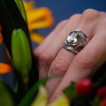 CAHYA Handcarved Botanical Cocktail Ring with Gemstone - Victoria von Stein Design