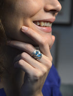 CAHYA Handcarved Botanical Cocktail Ring with Gemstone - Victoria von Stein Design