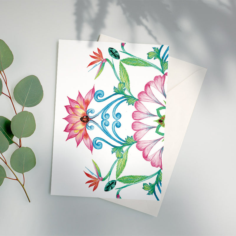 Botanical Mandala A6 Greeting Cards - Bali - Pack of 8 - Victoria von Stein Design