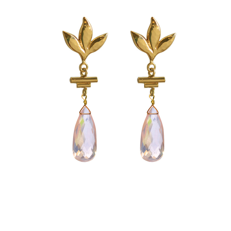 Havana Chandelier Earrings - Rose Quartz - VICTORIA VON STEIN Design