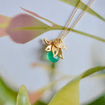 Lalita Tropical Leaf Pendant with Chalcedony - Victoria von Stein Ltd