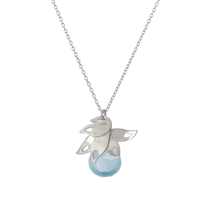 Lalita Tropical Leaf Pendant with Chalcedony - Victoria von Stein Ltd