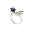 SARASWATI Lotus Handcarved Botanical Duo Ring with Gemstones - Victoria von Stein 