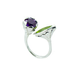 SARASWATI Lotus Handcarved Botanical Duo Ring with Gemstones - Victoria von Stein 
