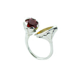 SARASWATI Lotus Handcarved Botanical Duo Ring with Gemstones - Victoria von Stein 