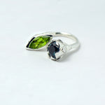 SARASWATI Lotus Handcarved Botanical Duo Ring with Gemstones - Victoria von Stein 