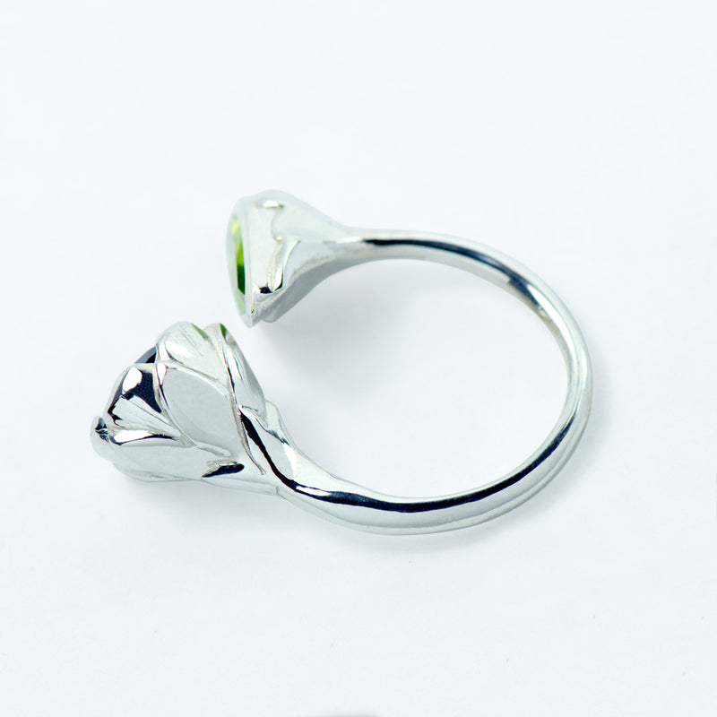 SARASWATI Lotus Handcarved Botanical Duo Ring with Gemstones - Victoria von Stein 