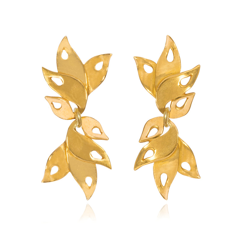 Alappuzha Tropical Leaf Drop Earrings - Victoria von Stein Ltd