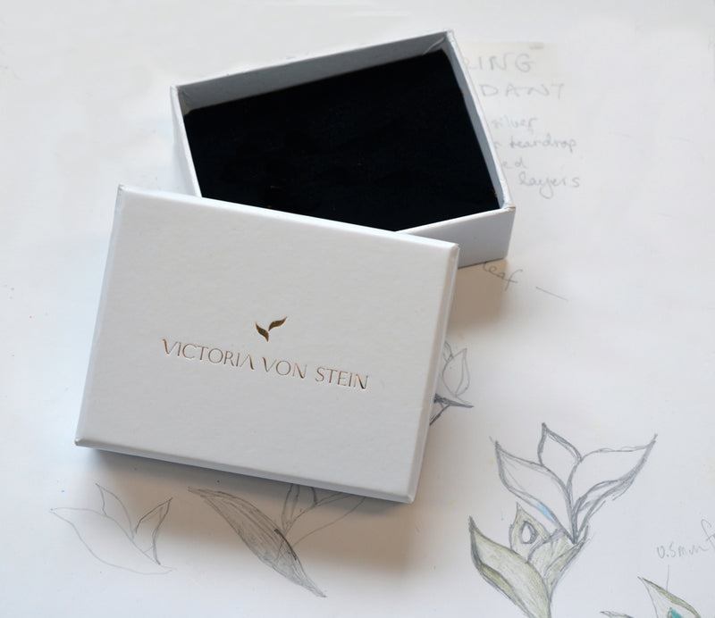Alappuzha Tropical Leaf Earrings with Stone - Victoria von Stein Ltd