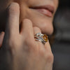 INDAH Handcarved Botanical Leaf Ring with a Gemstone - Victoria von Stein Design