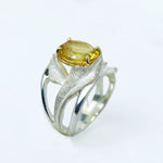 INDAH Handcarved Botanical Leaf Ring with a Gemstone - Victoria von Stein Design