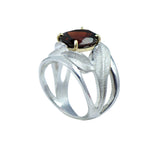 INDAH Handcarved Botanical Leaf Ring with a Gemstone - Victoria von Stein Design