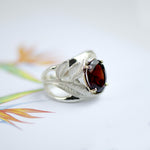 INDAH Handcarved Botanical Leaf Ring with a Gemstone - Victoria von Stein Design
