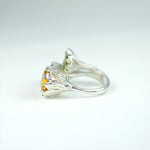 LILY Handcarved Botanical Cocktail Ring Trio with Amethyst, Citrine and Peridot - Victoria von Stein 