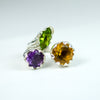LILY Handcarved Botanical Cocktail Ring Trio with Amethyst, Citrine and Peridot - Victoria von Stein 